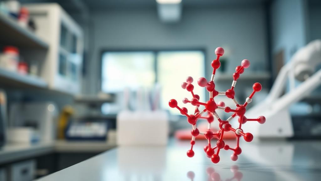 3D molecular model on a laboratory bench